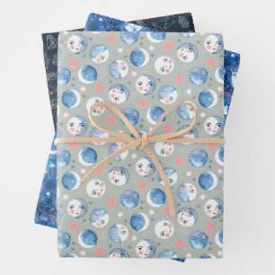 Feuille De Papier Cadeau Jeu de sorcières lunaires de 3