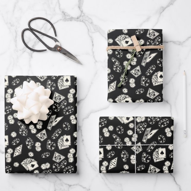 Feuille De Papier Cadeau Jeu Poker Stright Flush Cartes Dice (Recto)