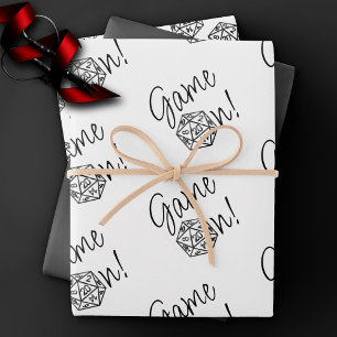 Feuille De Papier Cadeau Jeu RPG   Dés de Jeu de Rôle Fantastique Rétro sur