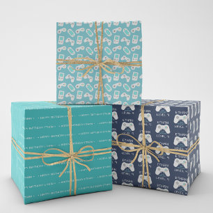 Feuille De Papier Cadeau Jeu Vidéo Retro Thème Personnalisé Anniversaire