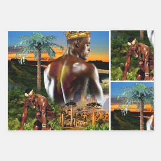 Feuille De Papier Cadeau Jeune roi africain