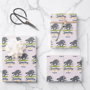 Feuille De Papier Cadeau Jimothy Raton Laveur Viral Drôle Panda Ordures Fau