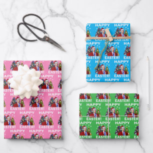 Feuille De Papier Cadeau Joe Biden Happy Noël Pâques Pink Envelopper cadeau