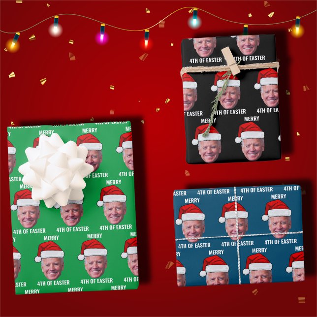 Feuille De Papier Cadeau Joe Biden Joyeux 4 de Noël de Pâques (Créateur téléchargé)