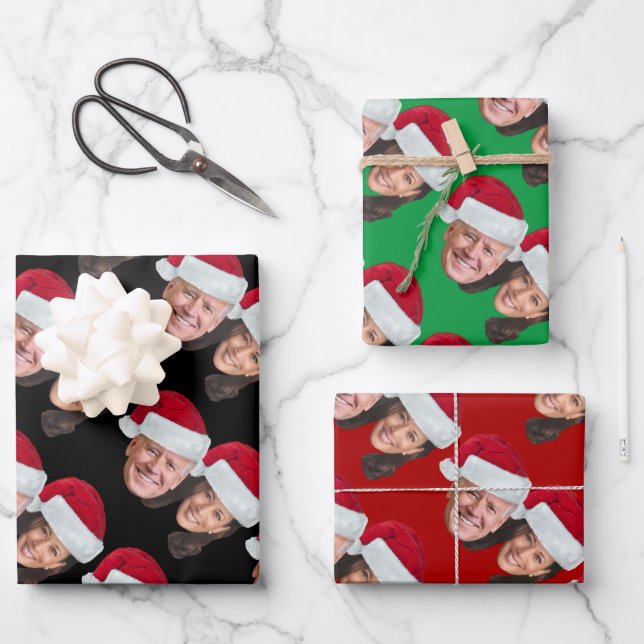 Feuille De Papier Cadeau Joe Biden Kamala Harris 2020 avec Santa Hats (Recto)