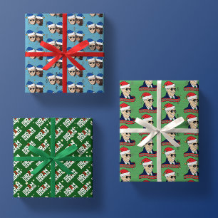 Feuille De Papier Cadeau Joe Biden Kamala Harris Blue Christmas Trio Don