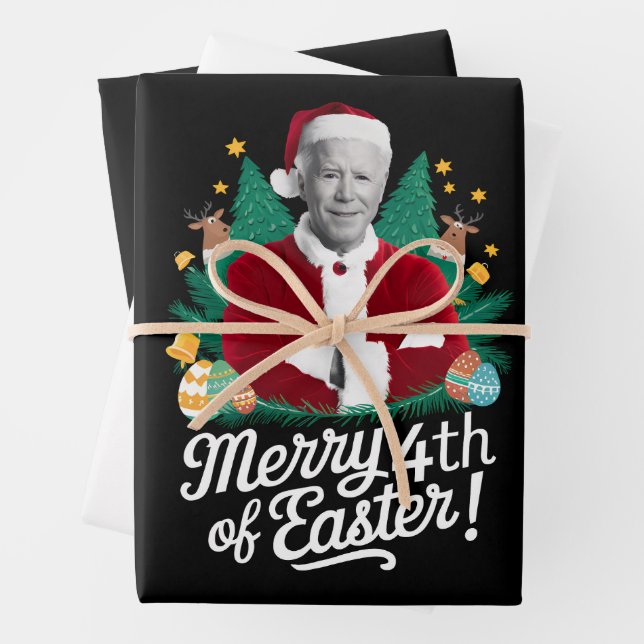 Feuille De Papier Cadeau Joe Biden Noël Père Noël Joyeux 4ème Noël Pâques (En situation)