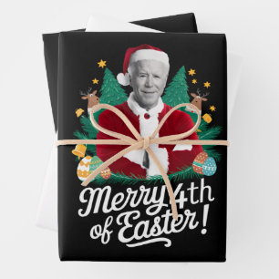 Feuille De Papier Cadeau Joe Biden Noël Santa Joyeux 4ème de Pâques Xmas
