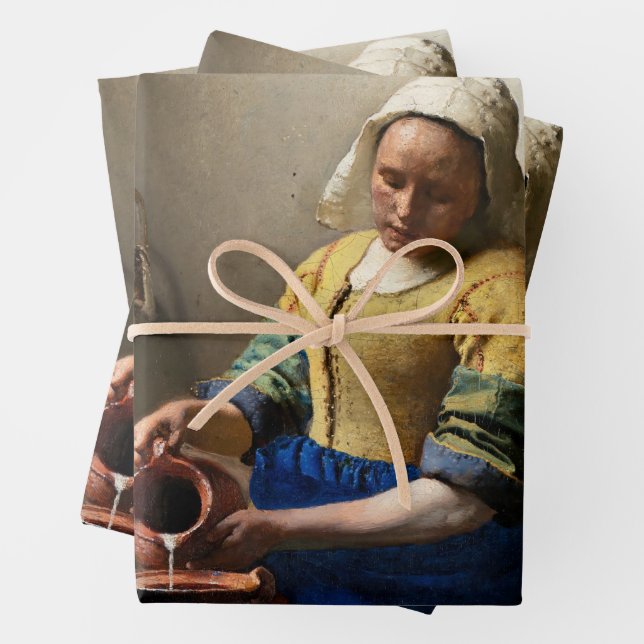 Feuille De Papier Cadeau Johannes Vermeer - La Milkmaid (En situation)