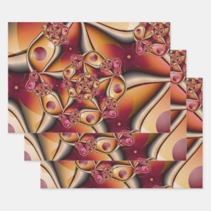 Feuille De Papier Cadeau Joie Colorée Abstrait Rouge Orange Fantaisie Fract