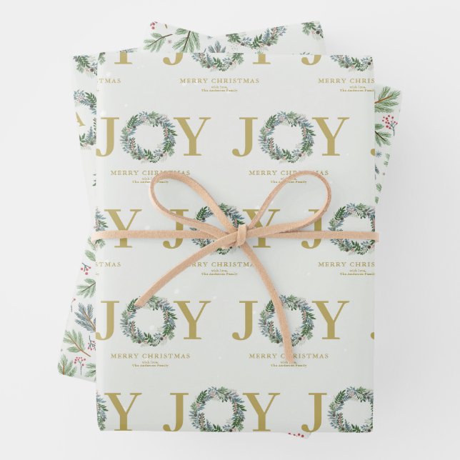 Feuille De Papier Cadeau "Joie" couronne de Noël (En situation)