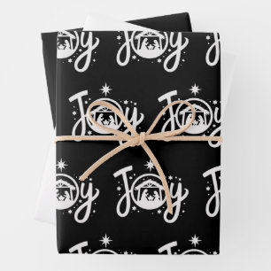 Feuille De Papier Cadeau Joie de Noël chrétienne Jésus Scène de la Nativité