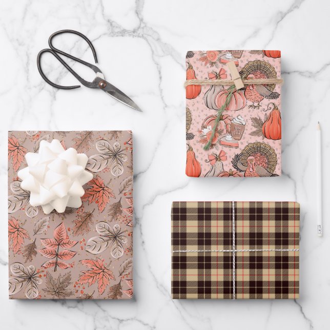 Feuille De Papier Cadeau Joie de Thanksgiving  (Recto)