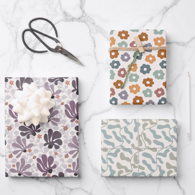 Feuille De Papier Cadeau Joie Fleurie Rétro (Recto)