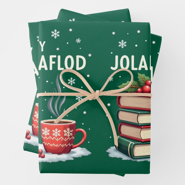 Feuille De Papier Cadeau Jolabokaflod - Islande Livre Flood (En situation)