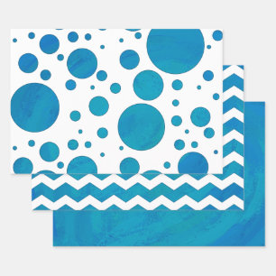 Feuille De Papier Cadeau Joli Aqua bleu couleur Motifs coordonnés
