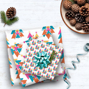 Feuille De Papier Cadeau Joli arbre de Noël rose Turquoise