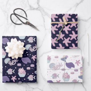 Feuille De Papier Cadeau joli beach mermaid carrelé