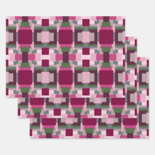 Feuille De Papier Cadeau Joli Bloc De Couleurs Rose Et Vert