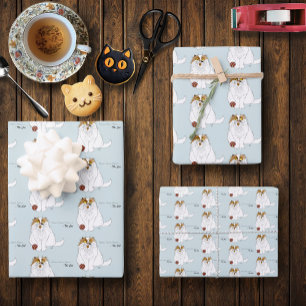 Feuille De Papier Cadeau Joli chat persan duveteux Funny Meow Bleu