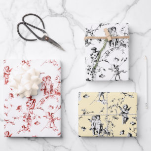 Feuille De Papier Cadeau Joli Cherub Vintage Cupid Angels Toile Florale