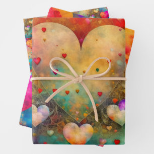 Feuille De Papier Cadeau Joli coeur Vintage Saint Valentin