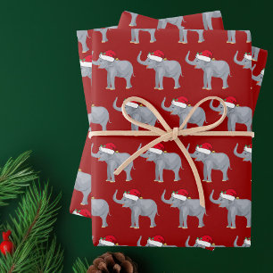Feuille De Papier Cadeau Joli éléphant de Noël Enfants