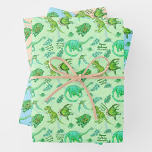 Feuille De Papier Cadeau Joli Enveloppement Cadeau Dinosaure Personnalisé E