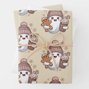 Feuille De Papier Cadeau Joli fantôme de Noël vacances drôle de Noël Xmas