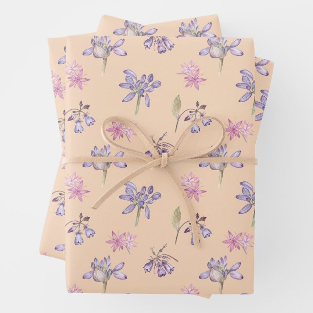 Feuille De Papier Cadeau Joli Fleur sauvage anglais Floral Party cadeaux Dé (En situation)