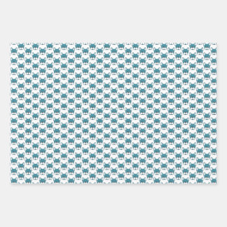 Feuille De Papier Cadeau Joli Français Bulldogs Portrait Design Turquoise