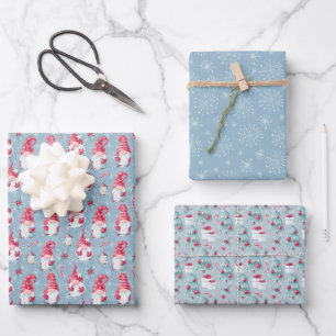 Feuille De Papier Cadeau Joli Gnome de Noël