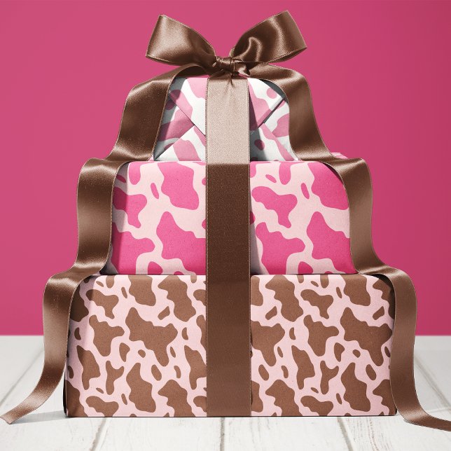 Feuille De Papier Cadeau Joli Imprimé Vache Rose Country (Créateur téléchargé)