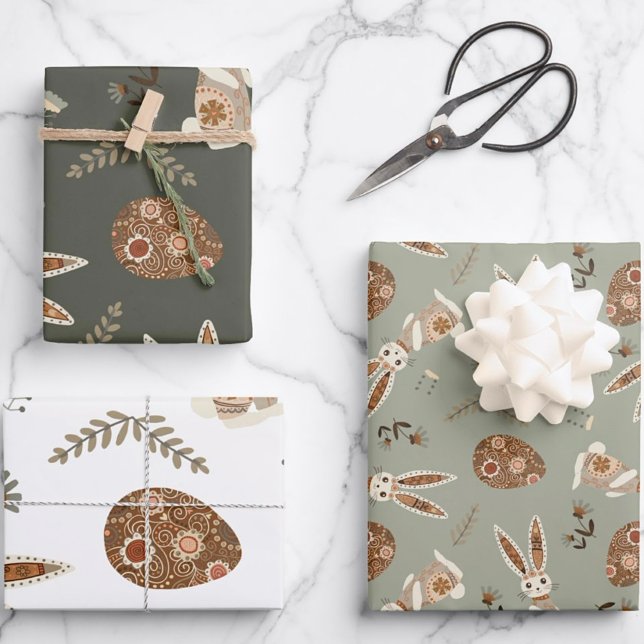 Feuille De Papier Cadeau Joli lapin populaire Oeuf Pâques Joli Motif Amusan (Créateur téléchargé)