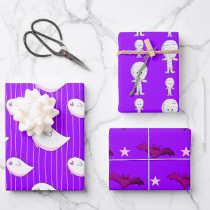 Feuille De Papier Cadeau Joli mauve Boo Ghost Halloween Trick ou Treat