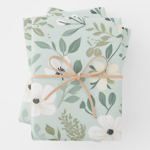 Feuille De Papier Cadeau Joli modèle végétal botanique