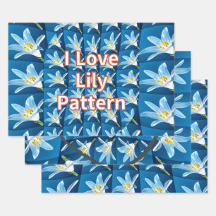 Feuille De Papier Cadeau Joli Motif blanc Lily