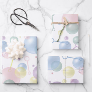 Feuille De Papier Cadeau Joli Motif de bulle coloré