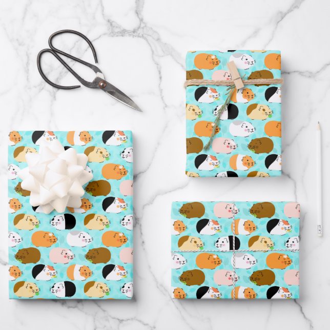 Feuille De Papier Cadeau Joli motif de cochons d'Inde (Recto)