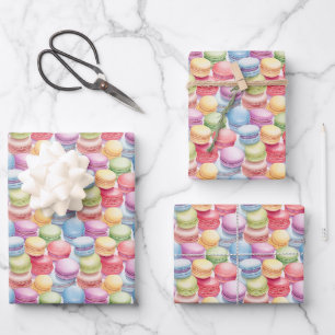 Feuille De Papier Cadeau Joli motif de macarons carrelés