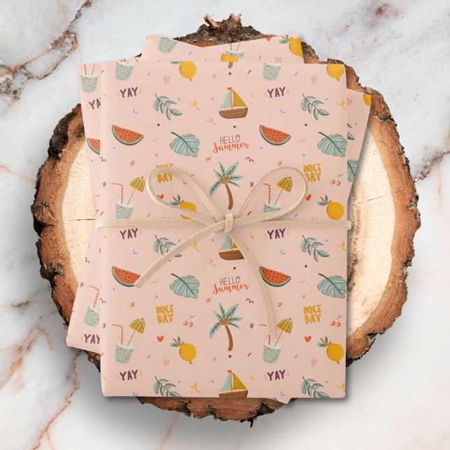 Feuille De Papier Cadeau Joli Motif esthétique été (Close up)