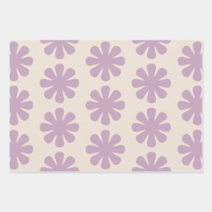Feuille De Papier Cadeau Joli motif floral rétro en lavande