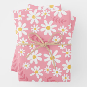Feuille De Papier Cadeau Joli motif floral sans couture de marguerite rose 