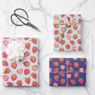 Feuille De Papier Cadeau Joli motif fraise