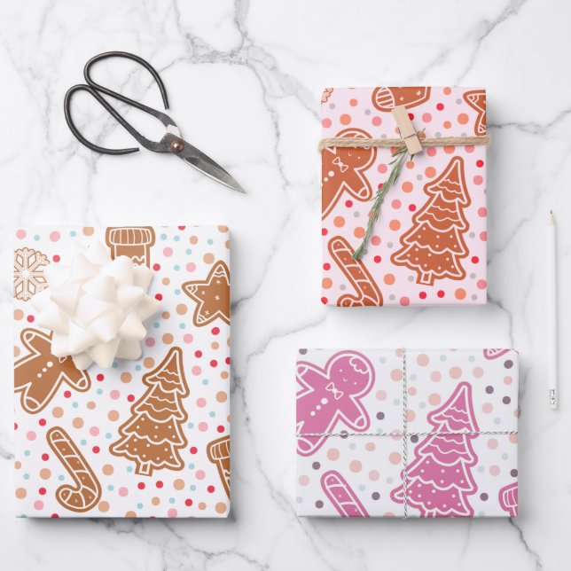 Feuille De Papier Cadeau Joli Noël Arbres Entend Étoiles Noël (Recto)