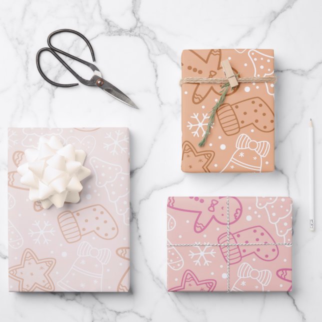 Feuille De Papier Cadeau Joli Noël Arbres Entend Étoiles Noël (Recto)