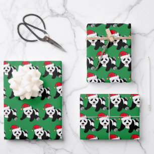 Feuille De Papier Cadeau Joli Noël Panda Enfants