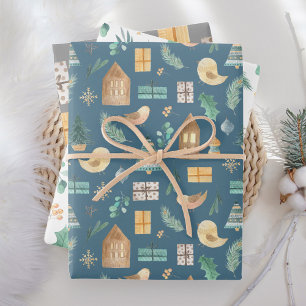 Feuille De Papier Cadeau Joli Noël scandinave pastel doux