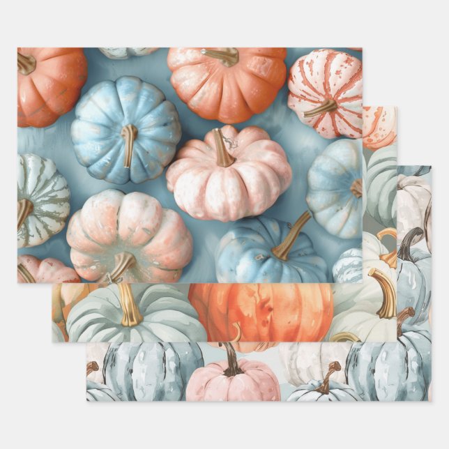 Feuille De Papier Cadeau Joli Pastel Citrouille (Lot)