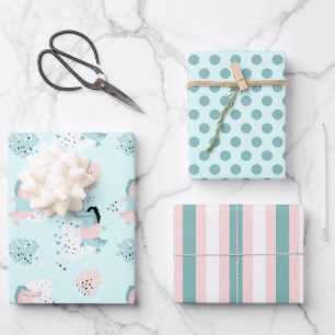 Feuille De Papier Cadeau Joli Pastel Jungle Alligators Envelopper ensemble